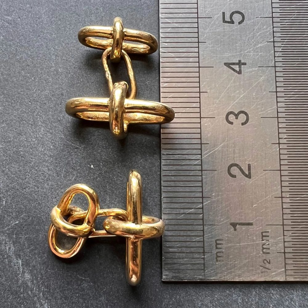 French 18ct Yellow Gold Marine Chain Link Cufflinks