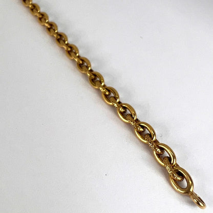 French 18ct Yellow Gold Textured Cable Link Bracelet