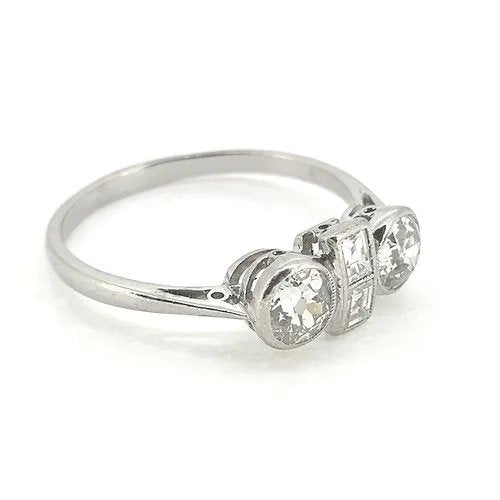 Art Deco Diamond Engagement Ring in Platinum, 1.20 carat total