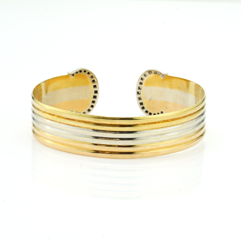 Vintage Cartier 0.74ct Diamond Set Double C Collection De Cartier 18ct Gold Trinity Bangle Bracelet