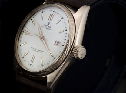 Rolex Oyster Perpetual 4467 18ct Rose Gold Bubble Back Automatic Chronometer, with box and papers, Circa 1947
