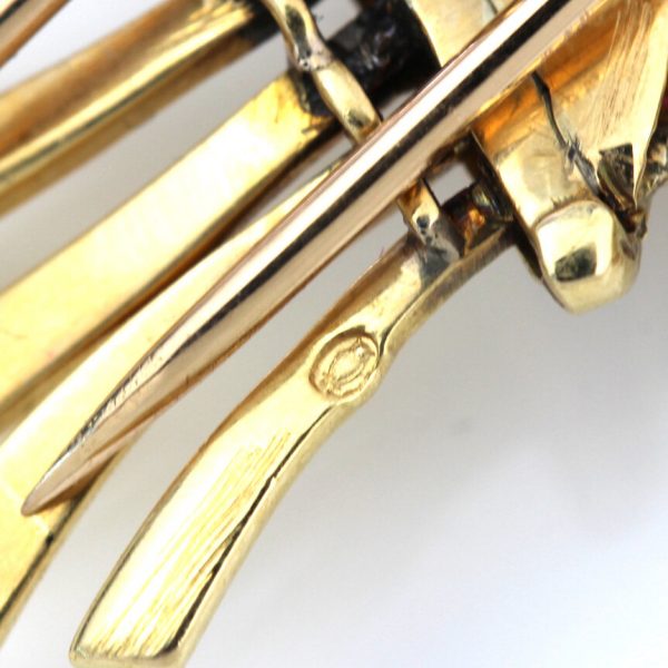 Vintage French Tutti Frutti Multi Gem Spray Brooch in 18ct Yellow Gold