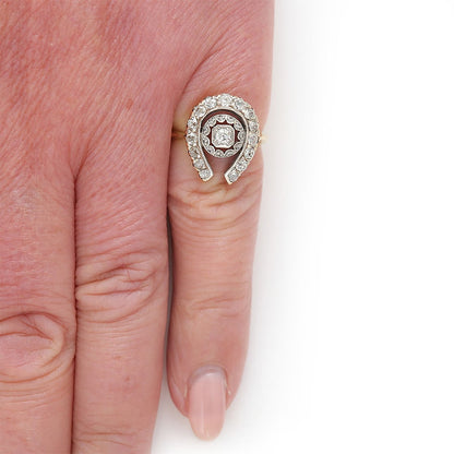 Antique Edwardian Old Cut Diamond Horseshoe Ring