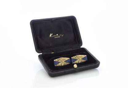 Kutchinsky Vintage Lapis Lazuli and 18ct Yellow Gold Cufflinks, in original box, Circa 1970s
