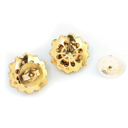 Vintage Lapis Lazuli and Diamond Cluster Day and Night Earrings