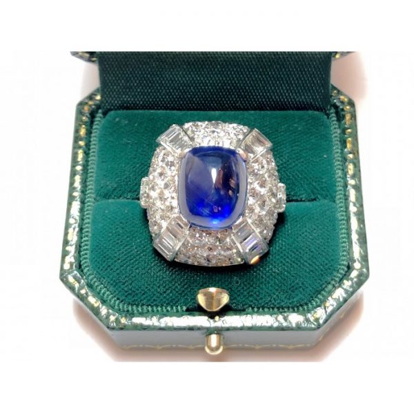 Vintage 9.10ct Sapphire and Diamond Bombé Ring