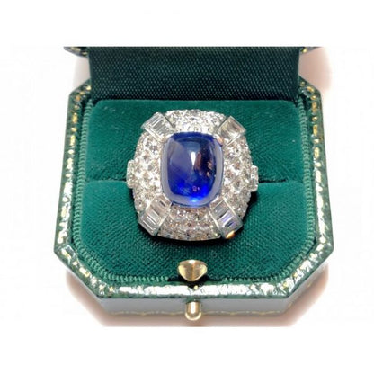 Vintage 9.10ct Sapphire and Diamond Bombé Ring