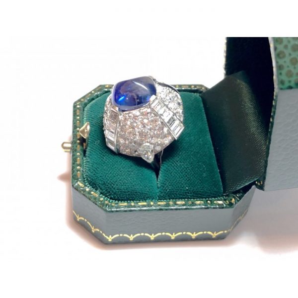 Vintage 9.10ct Sapphire and Diamond Bombé Ring