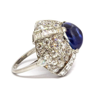 Vintage 9.10ct Sapphire and Diamond Bombé Ring