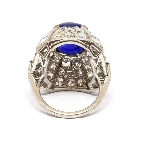 Vintage 9.10ct Sapphire and Diamond Bombé Ring