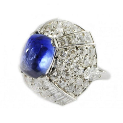 Vintage 9.10ct Sapphire and Diamond Bombé Ring