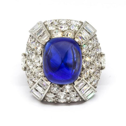 Vintage 9.10ct Sapphire and Diamond Bombé Ring