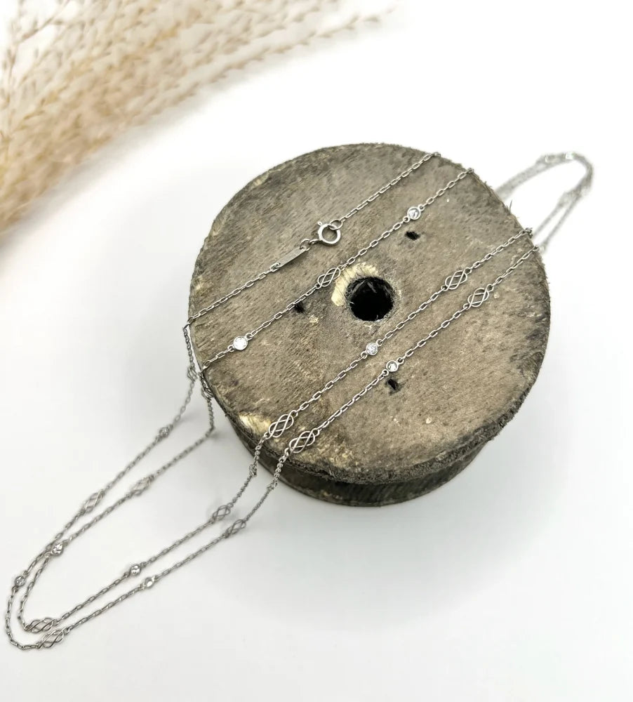 Antique Diamond Half Guard Trace Link Chain In Platinum