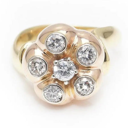 Vintage Boucheron Diamond Cluster Ring in 18ct Bi Colour Gold