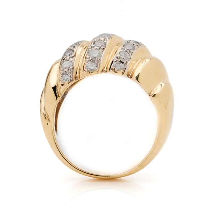 Vintage Retro 18ct Gold Domed Ring with Diamonds