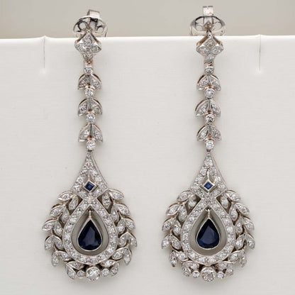 Belle Epoque Sapphire and Diamond Cluster Drop Earrings