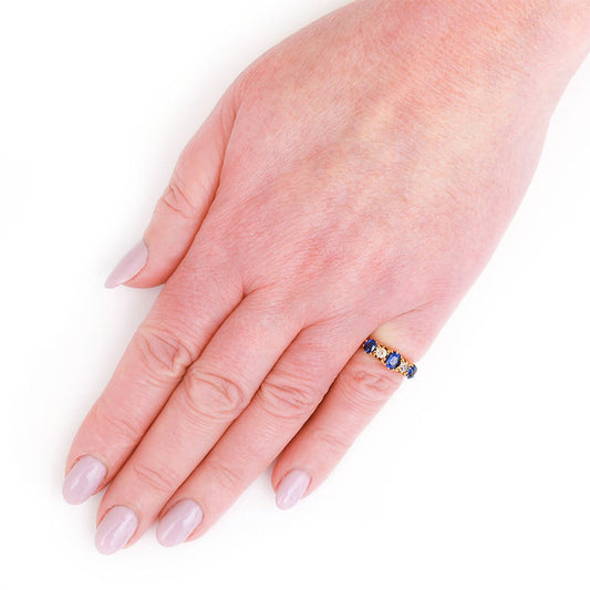 Antique Edwardian Sapphire and Diamond Five Stone Ring