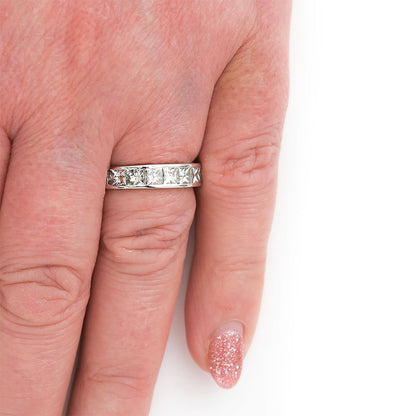 2ct Princess Cut Diamond Seven Stone Half Eternity Band Ring in 18ct White Gold