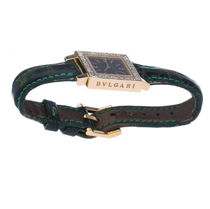 Bvlgari Ladies 18ct Yellow Gold and Diamond set Quadrato Watch, Signed Bulgari