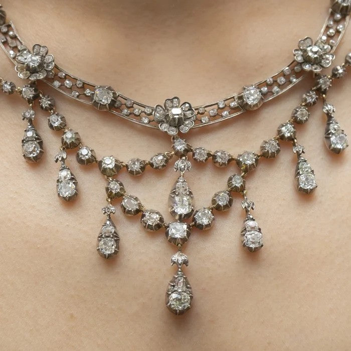 Antique German Belle Epoque 20cts Diamond Necklace By Royal Court Jewellers H Buckmann, Circa 1905