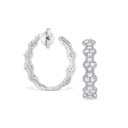 Rose Cut Diamond Hoop Earrings, 5.00 carats, in 18ct white gold