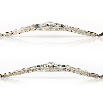 Art Deco 2ct Old Mine Cut Diamond and Onyx Bracelet