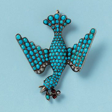Georgian Antique Turquoise Dove Pendant