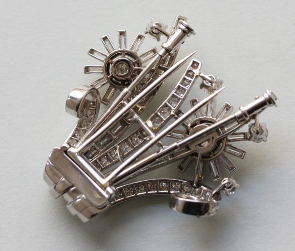 Vintage 9.50ct Diamond and Platinum Floral Spray Double Clip Brooch