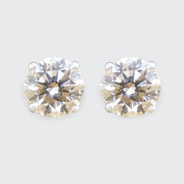 Timeless and Classic Single Stone 1.67ct Diamond Solitaire Stud Earrings