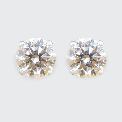 Timeless and Classic Single Stone 1.67ct Diamond Solitaire Stud Earrings