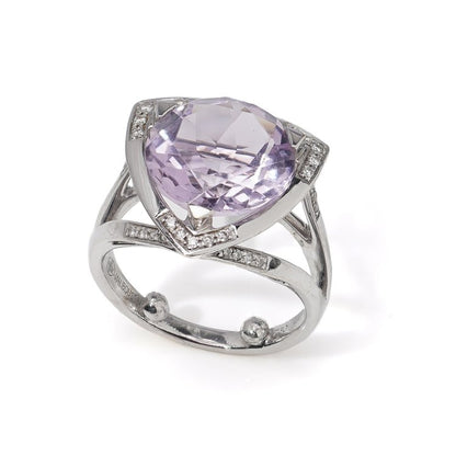 Vintage Mauboussin Pink Quartz and Diamond Cluster Ring