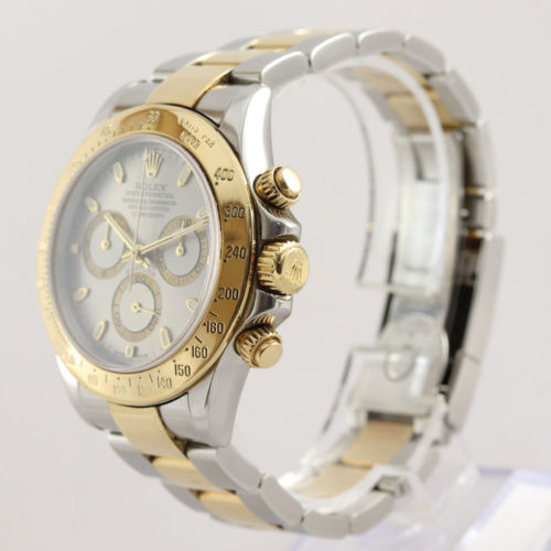 Rolex Daytona Cosmograph 116523 Automatic 40mm Chronograph Watch in Steel and Gold, grey dial, on a steel and gold Oyster bracelet, Circa 2000s, with Rolex box and papers