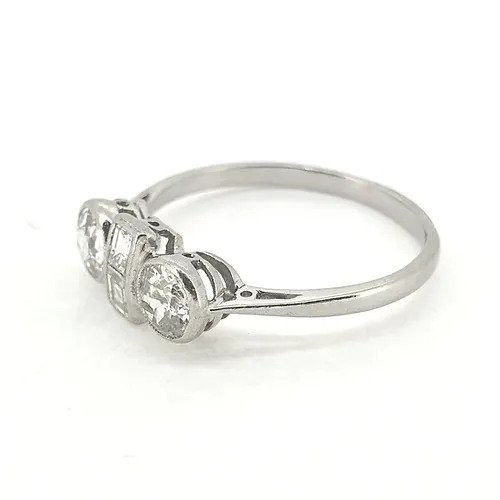 Art Deco Diamond Engagement Ring in Platinum, 1.20 carat total