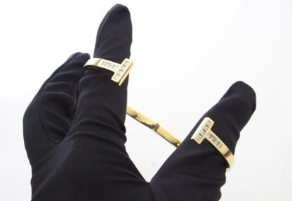 Tiffany and Co 18ct Yellow Gold Double T-Bar Bangle with 1.60cts Princess Cut Diamonds. Comes in Tiffany & Co box