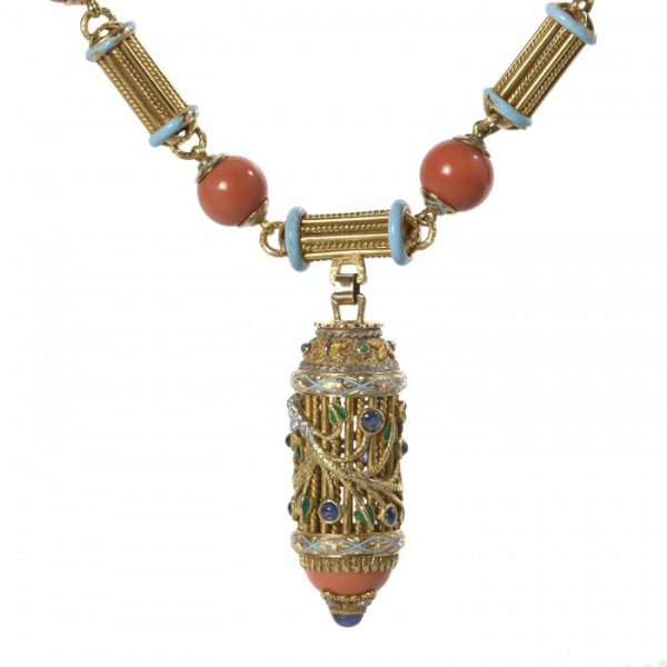 Cazzangia Gold Necklace and Earrings Suite, Circa 1960