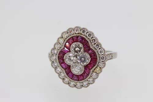 Ruby and Diamond Cluster Dress Ring