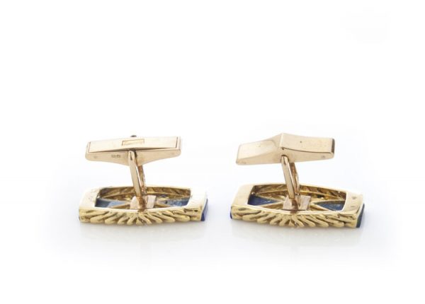 Kutchinsky Vintage Lapis Lazuli and 18ct Yellow Gold Cufflinks, in original box, Circa 1970s