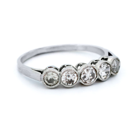 A five stone diamond ring in platinum