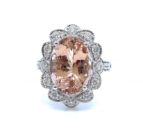 morganite dia oval cluster ring 7670