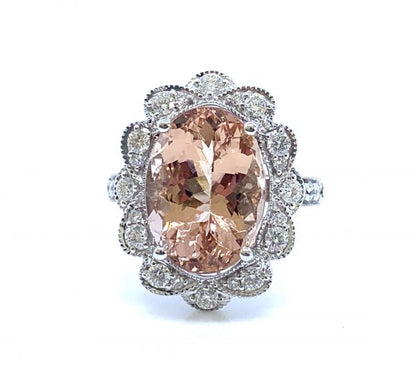 morganite dia oval cluster ring 7670