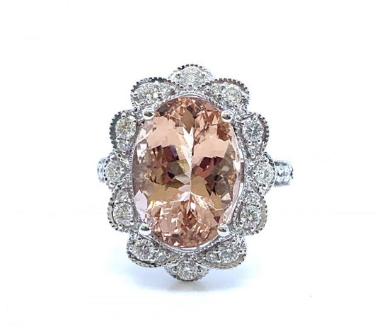 morganite dia oval cluster ring 7670