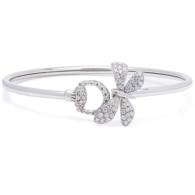 Vintage Gucci Diamond Butterfly Bangle Bracelet in 18ct White Gold