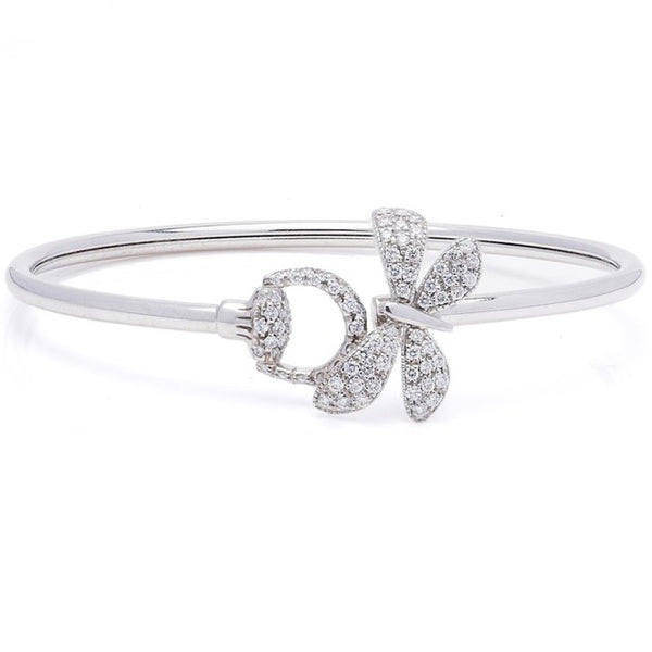 Vintage Gucci Diamond Butterfly Bangle Bracelet in 18ct White Gold