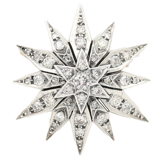 Vintage 2.3ct Diamond Star Brooch Pendant
