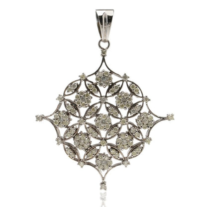 Vintage Platinum Openwork Pendant with 2.89cts Diamond Floral Clusters, Circa 1960s