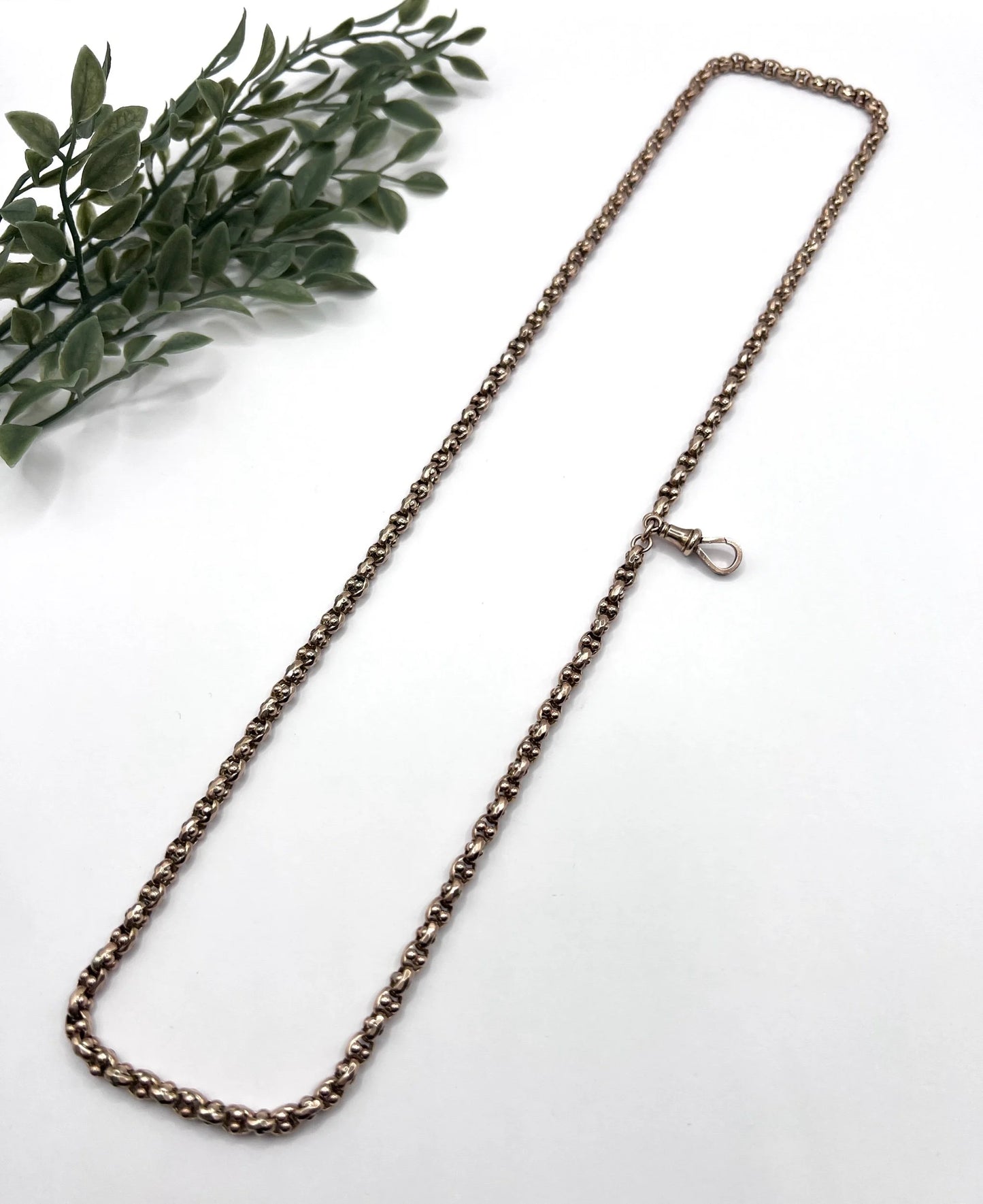 Victorian 9 Carat Rose Gold Long Fancy Link Chain, Circa 1880