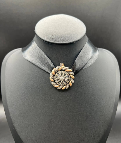 Victorian 18 Carat Yellow Gold and Platinum Diamond Catherine Wheel Pendant