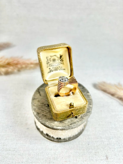 Vintage 18 Carat Rose Gold Diamond Bombé and Fan Cocktail Ring, Circa 1940