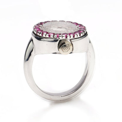 Vintage ladies Baume and Mercier Platinum Watch Ring with Rubies