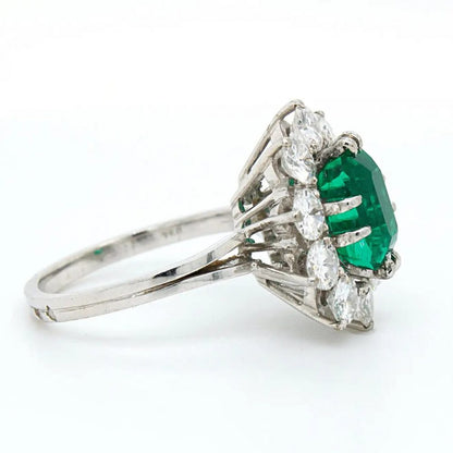 1.88ct Colombian Emerald and Diamond Cluster Ring